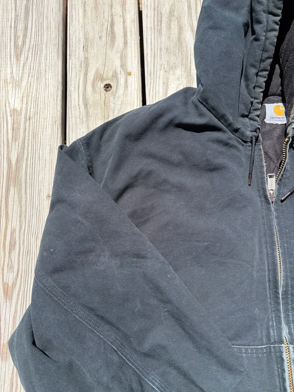 Carhartt J140 2XL Black Duck Canvas‎ Hooded Fleece Quilt Lined Jacket XXL USA